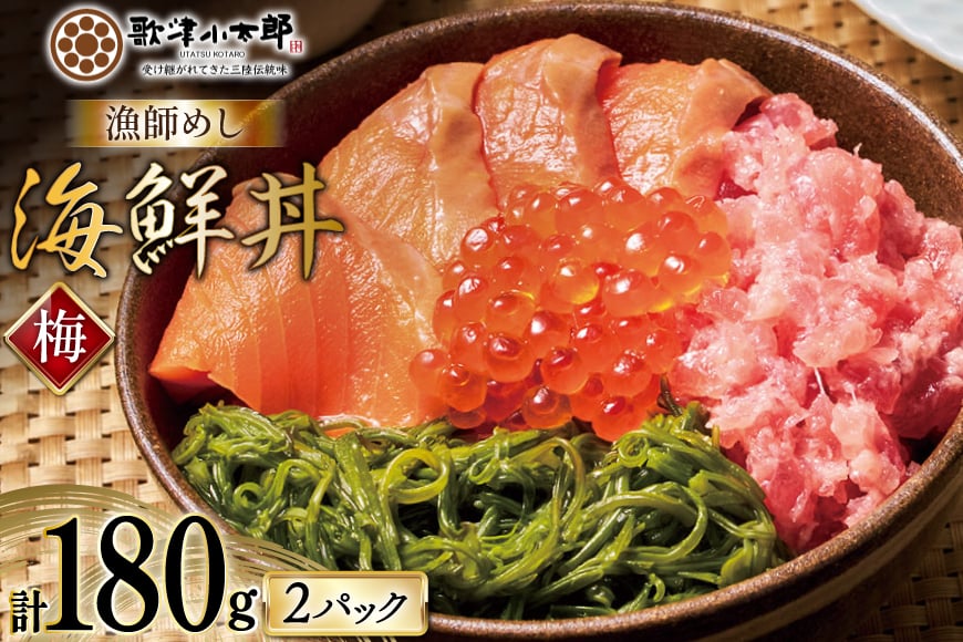詰め合わせ 漁師めし 海鮮丼 〈梅〉 90g×2 計180g [橋本水産食品 宮城県 南三陸町 m304amh590014] 魚介 魚介類 魚 海鮮 海鮮丼 丼 サーモン 銀鮭 鮪 まぐろ マグロ 鮭 まぐろたたき 小分け 個包装 冷凍 三陸 めかぶ メカブ いくら いくら醤油漬け