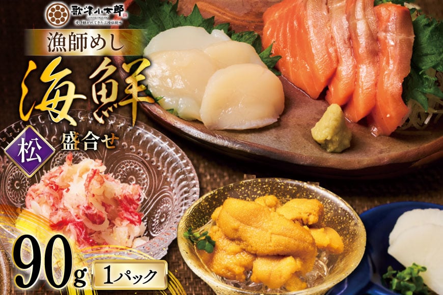 海鮮 盛合せ 漁師めし〈松〉 90g 1パック [橋本水産食品 宮城県 南三陸町 m304amh590039] 魚介 魚介類 魚 海鮮 海鮮丼 丼 サーモン 銀鮭 鮭 小分け 個包装 冷凍 三陸 ホタテ 帆立 ほたて