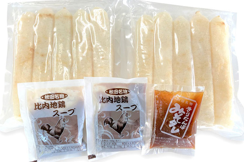秋田の味 きりたんぽ 4～5人前 比内地鶏スープと田楽用みそタレ付 きりたんぽ 10本入り
