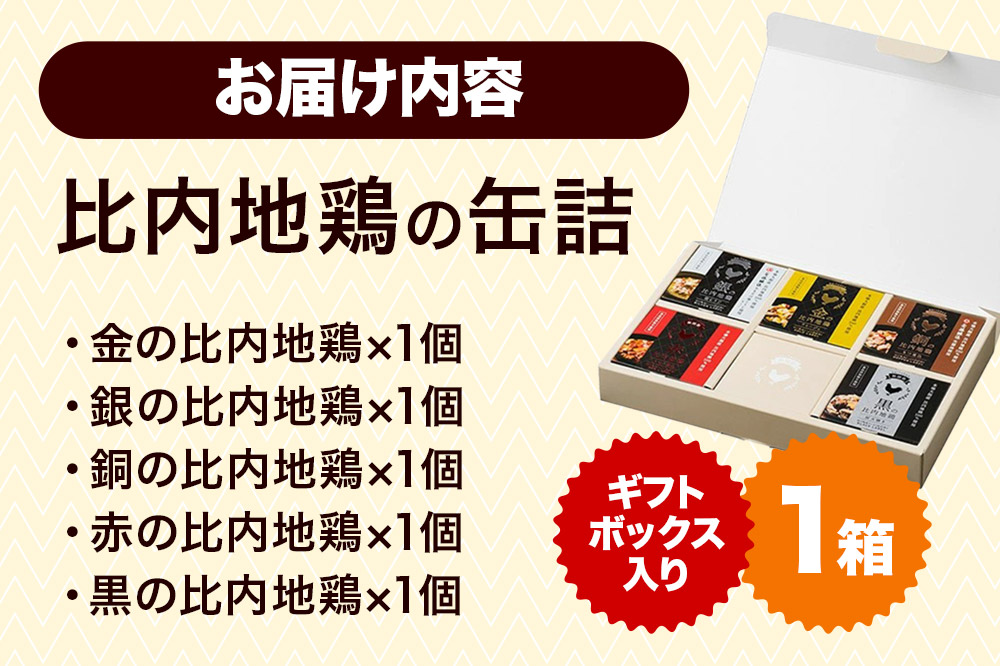 秋田缶 比内地鶏の缶詰5種 ギフトボックス