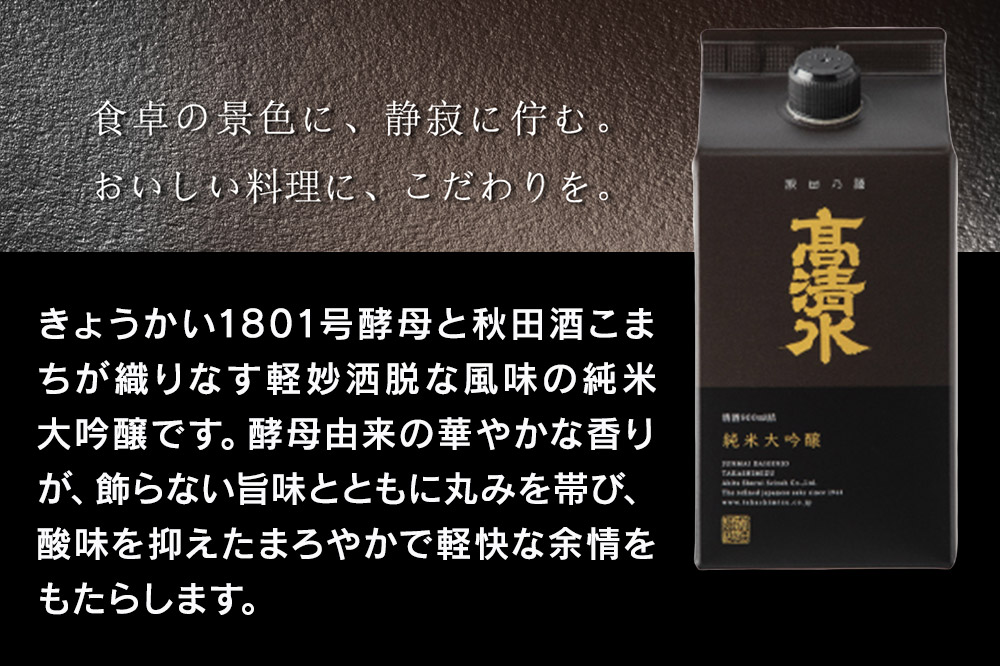 高清水 純米大吟醸パック 900ml×6本 日本酒 酒 地酒 秋田県 秋田市