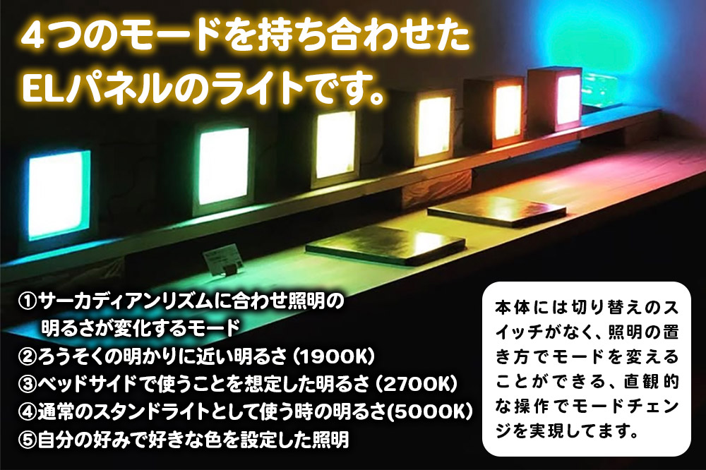 「リズム」角度や時間で色が変わるELパネルライト