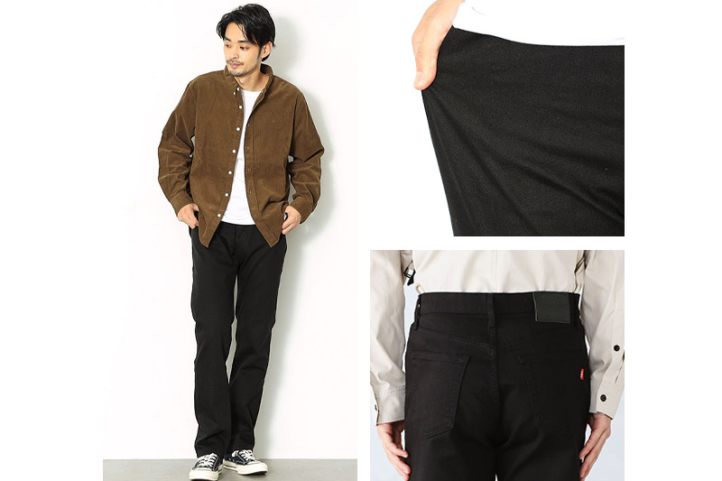 EDWIN インターナショナルベーシック 403 フレックス ふつうのストレートパンツ MENS【29インチ・ブラック】E403F-75-29