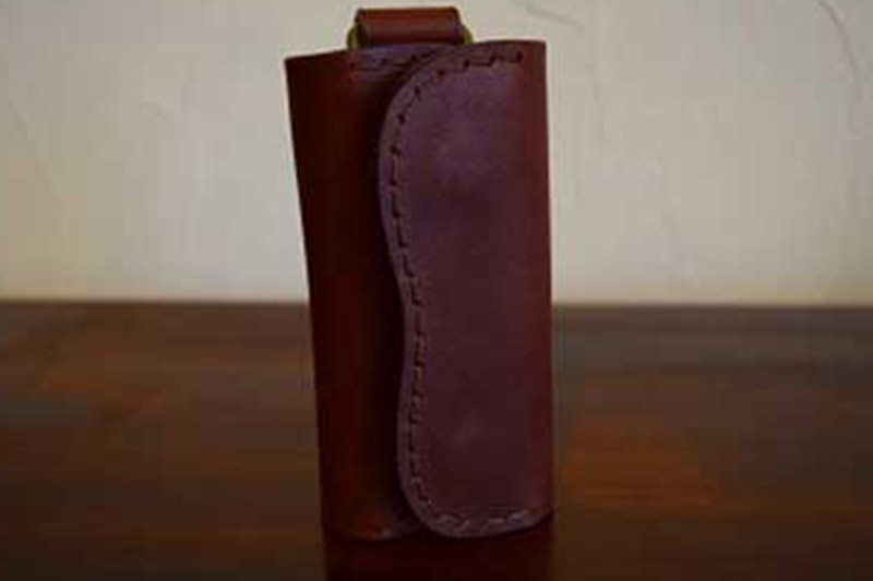 高級牛革 手縫い キーケース  (チャ) 革細工工房ROVER（ローバー） 牛革 革 レザー