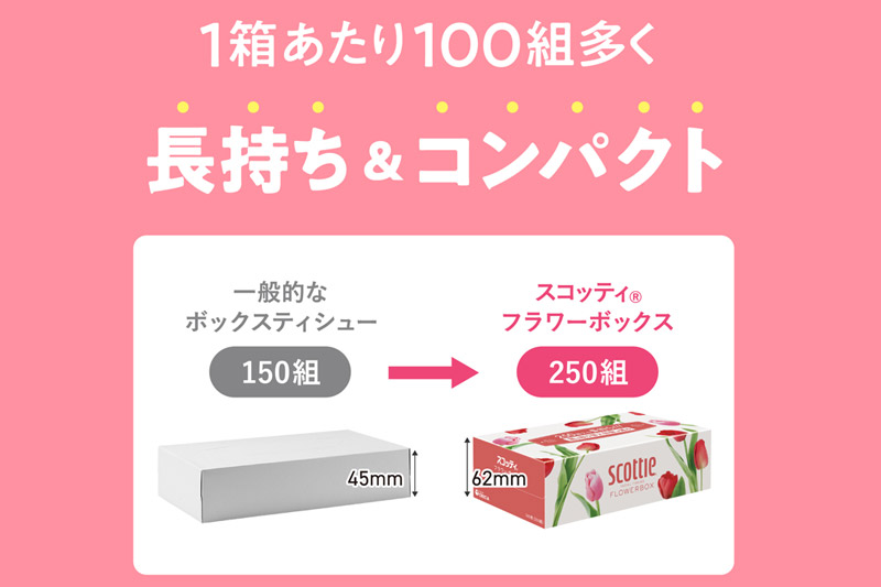 《3ヶ月ごとに4回お届け》定期便 ティッシュペーパー スコッティ フラワーボックス250組 54箱(3箱×18パック)