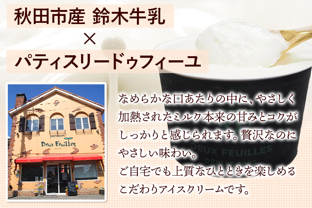 秋田市産 鈴木牛乳の低温殺菌牛乳を使用したミルクアイスクリーム 5個