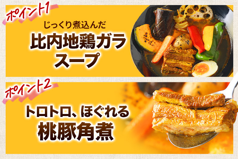 桃豚角煮 スープカレー レンジパウチ 1人前 300g 比内地鶏 仕込み