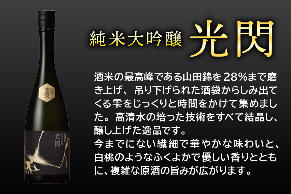 高清水 純米大吟醸 光閃 720ml×1本 【化粧箱入】 秋田県秋田市 日本酒 地酒 山田錦