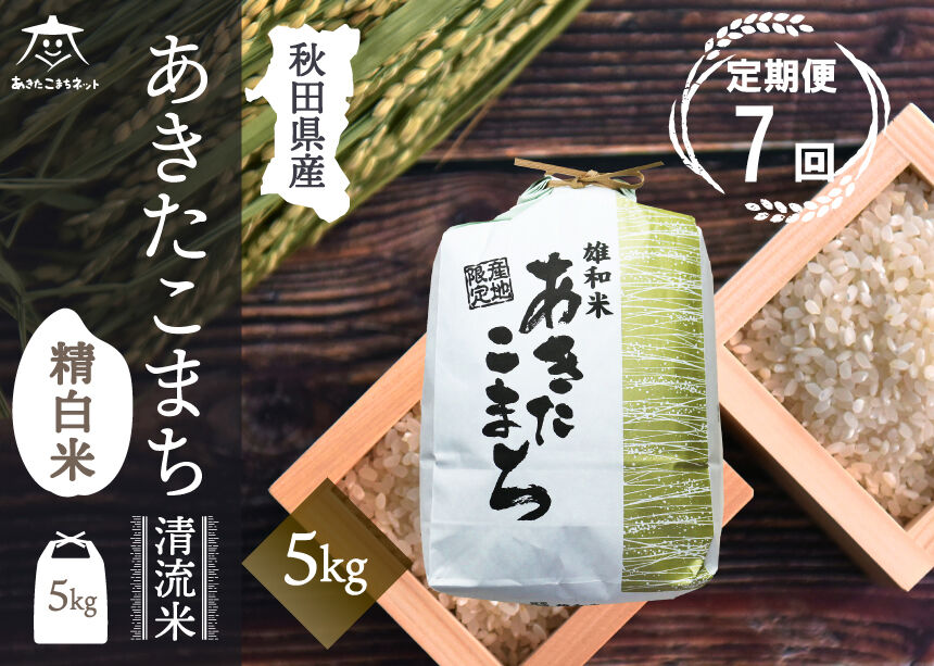 《定期便7ヶ月》あきたこまち 清流米 5kg【白米】 秋田市雄和産 [秋田県産 あきたこまち お米 精米 定期便 5kg 5キロ]