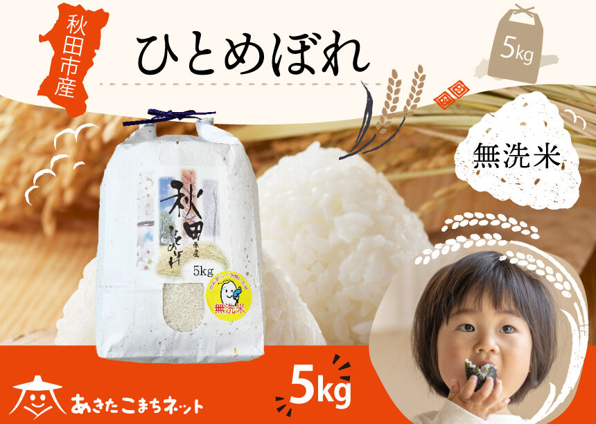 ひとめぼれ 5kg 【無洗米】秋田市産 [秋田県産 ひとめぼれ お米 精米]