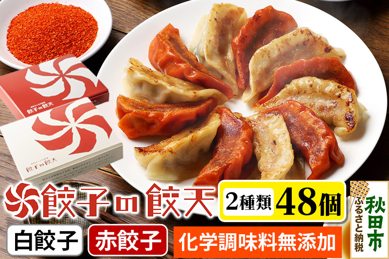 至福の白餃子・情熱の赤餃子 48個詰合せ 餃子の餃天 化学調味料無添加