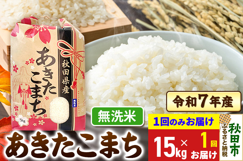 あきたこまち 15kg(5kg×3袋)  令和7年産 【1回のみお届け】【無洗米】秋田県産