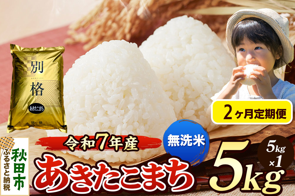 《令和7年産 新米》《定期便2ヶ月》 米 あきたこまち 5kg 【無洗米】 秋田県産
