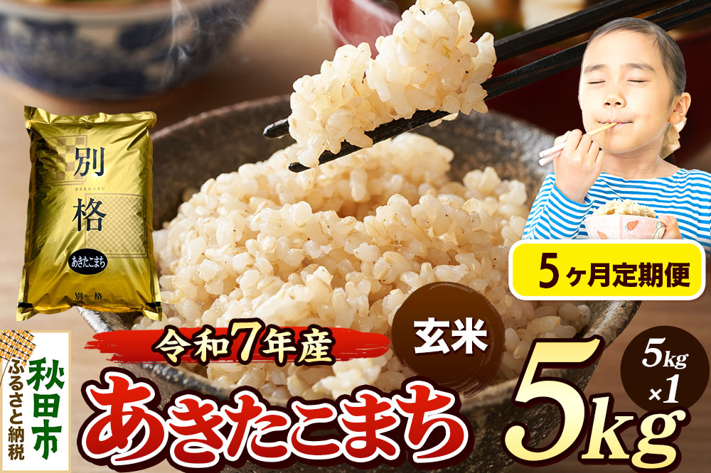 《令和7年産》《定期便5ヶ月》 米 あきたこまち 5kg 【玄米】 秋田県産