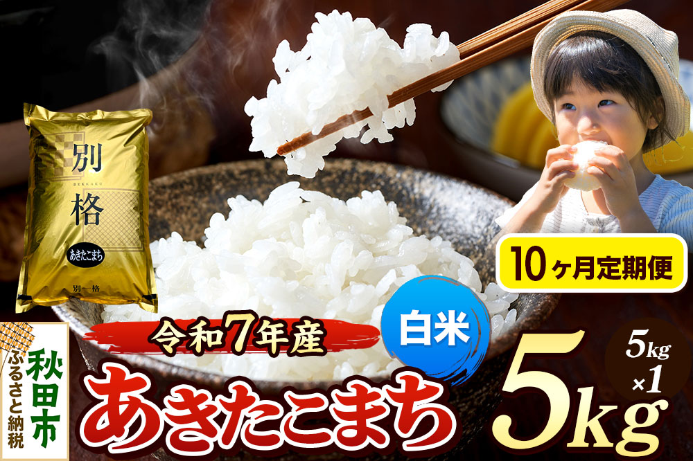 《令和7年産》《定期便10ヶ月》 米 あきたこまち 5kg 【白米】 秋田県産