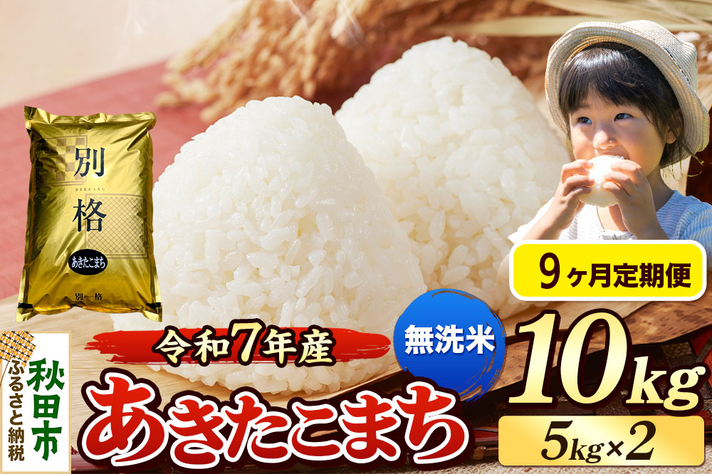 《令和7年産 新米》《定期便9ヶ月》 米 あきたこまち 10kg（5kg×2袋） 【無洗米】 秋田県産