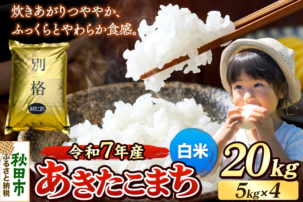 《令和7年産》 米 あきたこまち 20kg（5kg×4袋） 【白米】 秋田県産