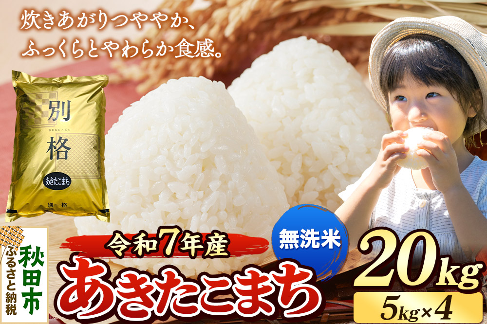 《令和7年産》 米 あきたこまち 20kg（5kg×4袋） 【無洗米】 秋田県産
