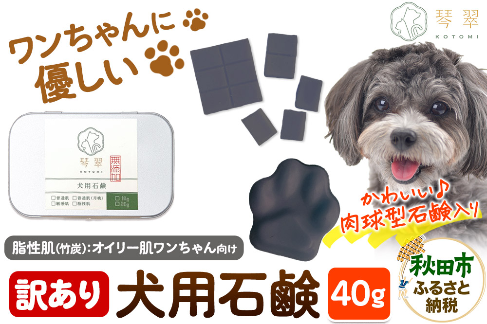 【訳あり】ルベール の 犬用石鹸 【脂性肌（竹炭）】 40g 肉球型石鹸入り クロネコゆうパケット