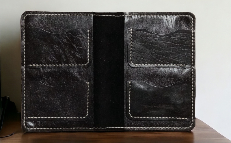 レザー製通院ケース（黒）お薬手帳 レザー オーダーバック工房 studio希