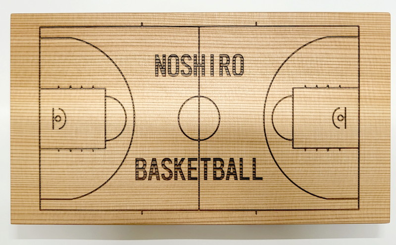 「バスケの街 能代」 秋田杉プレート 【Ａタイプ】