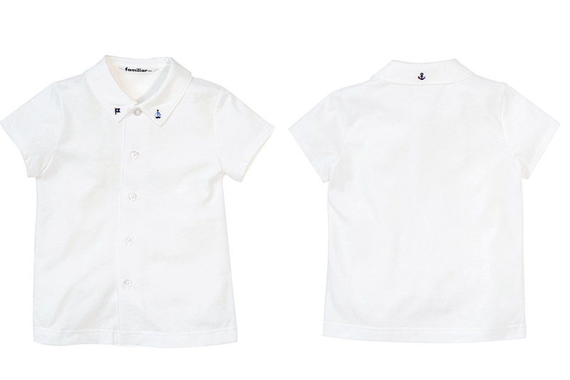 ファミリア(familiar)シャツ（半袖）(110cm)ホワイト(WH)【240223】