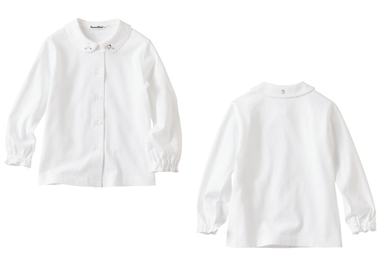ファミリア(familiar)ブラウス（長袖）(100cm)ホワイト(WH)【240222】