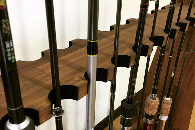 ロッドスタンド 両面19本用【本体：ナチュラル】【フェルト：ブラック】