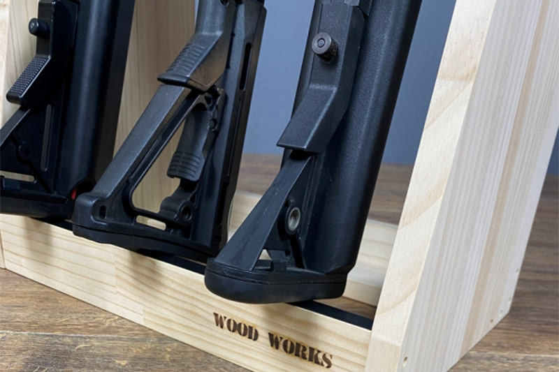 ライフルスタンド 3丁掛とマガジンラック4段のセット【本体：ナチュラル】