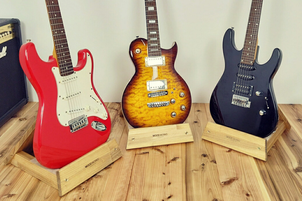 ギタースタンド 1本掛 エレキギター用【本体：ライトブラウン】