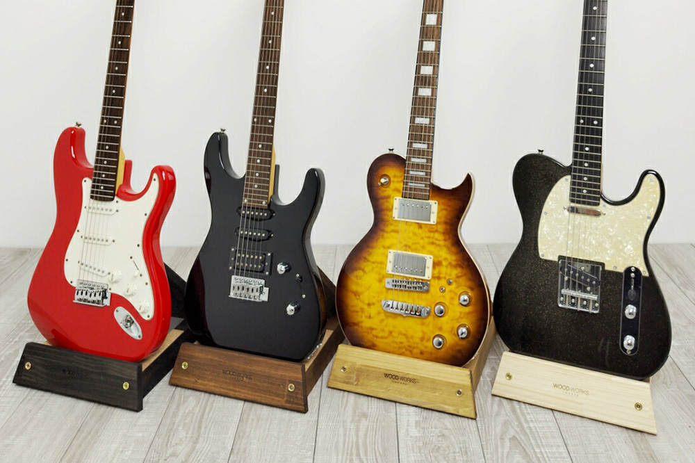 ギタースタンド 1本掛 エレキギター用【本体：ブラウン】