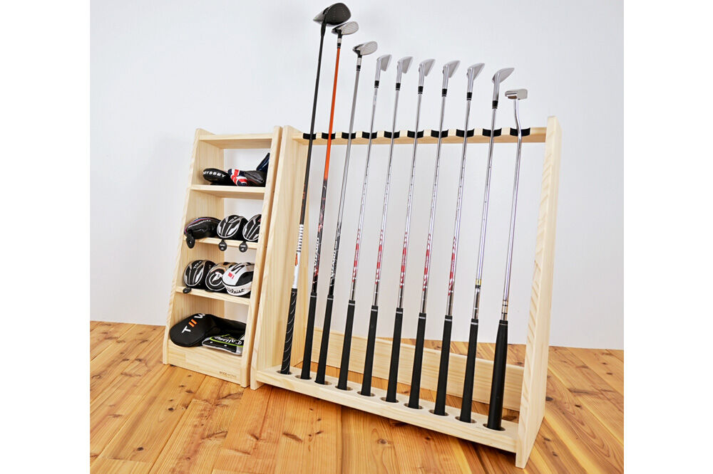 WOODWORKS ゴルフクラブスタンド10本掛け 【本体カラー：ナチュラル】完成品 [ゴルフクラブスタンド 木製 日本製 10本 ゴルフクラブ収納 ゴルフスタンド クラブホルダー ウッドラック ゴルフ用品収納 ゴルフインテリア ゴルフバー WOODWORKS]