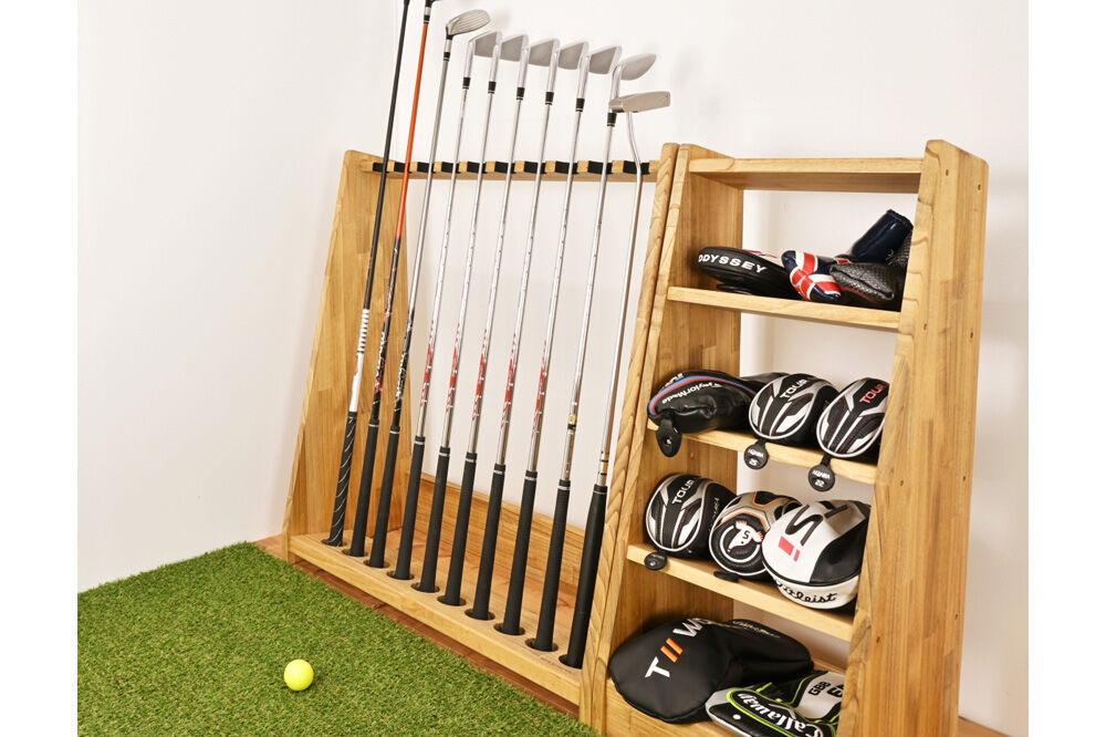 WOODWORKS ゴルフクラブスタンド10本掛け 【本体カラー：ライトブラウン】完成品 [ゴルフクラブスタンド 木製 日本製 10本 ゴルフクラブ収納 ゴルフスタンド クラブホルダー ウッドラック ゴルフ用品収納 ゴルフインテリア ゴルフバー WOODWORKS]