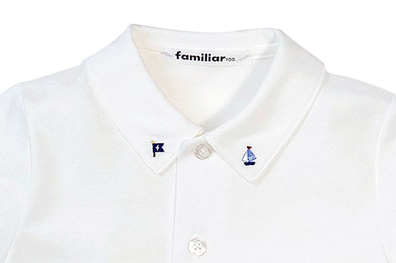 ファミリア(familiar)シャツ（半袖）(110cm)ホワイト(WH)【240223】