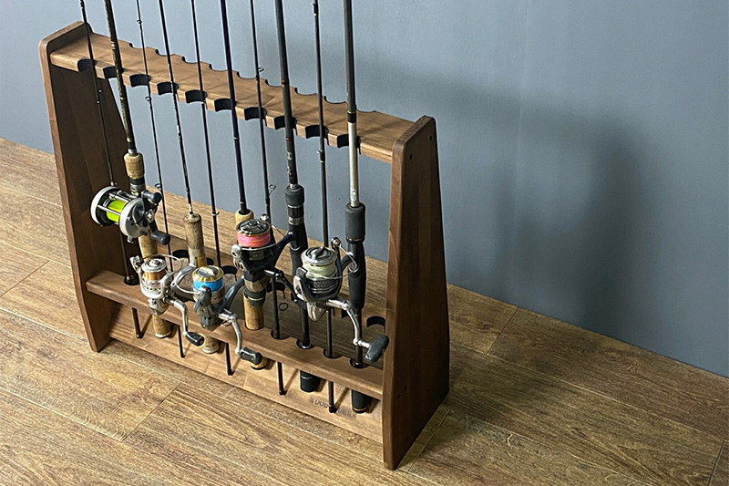 ロッドスタンド 両面19本用【本体：ナチュラル】【フェルト：ブラック】