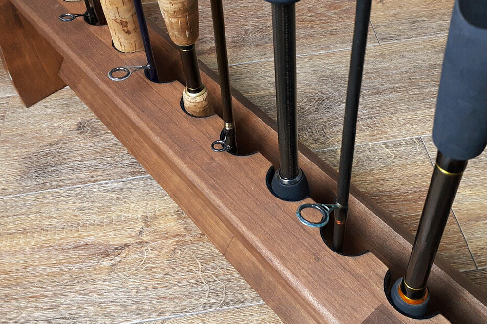 ロッドスタンド 片面20本用【本体：ブラウン】【フェルト：ブラック】