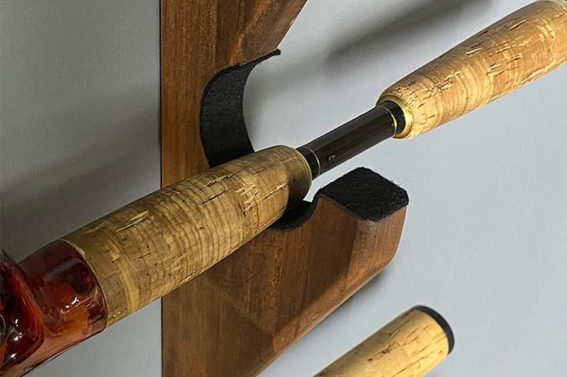 ロッドスタンド 壁掛け用 7本掛【本体：ブラウン】【フェルト：ブラック】