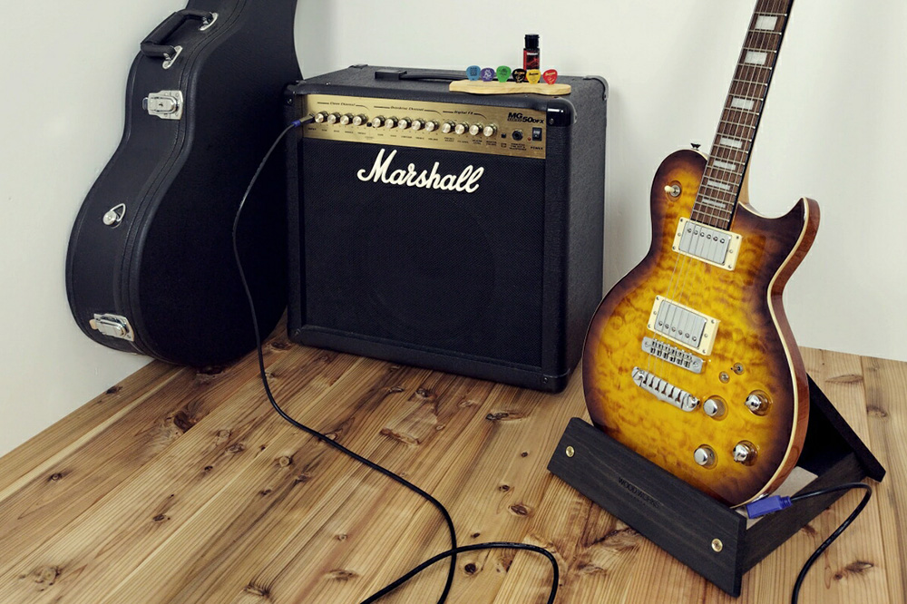 ギタースタンド 1本掛 エレキギター用【本体：ブラックウッド】