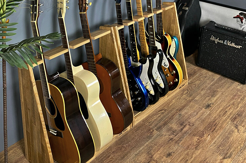 ギタースタンド エレキギター・ベース用 5本掛【本体：ブラウン】