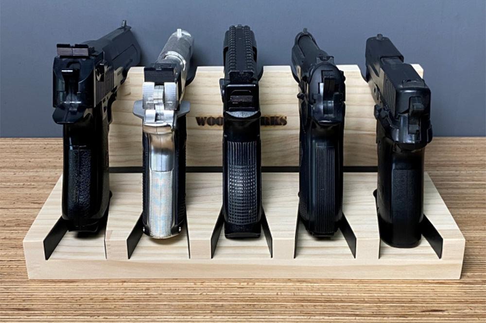 ガンスタンド 5丁掛 2個セット【本体：ライトブラウン】