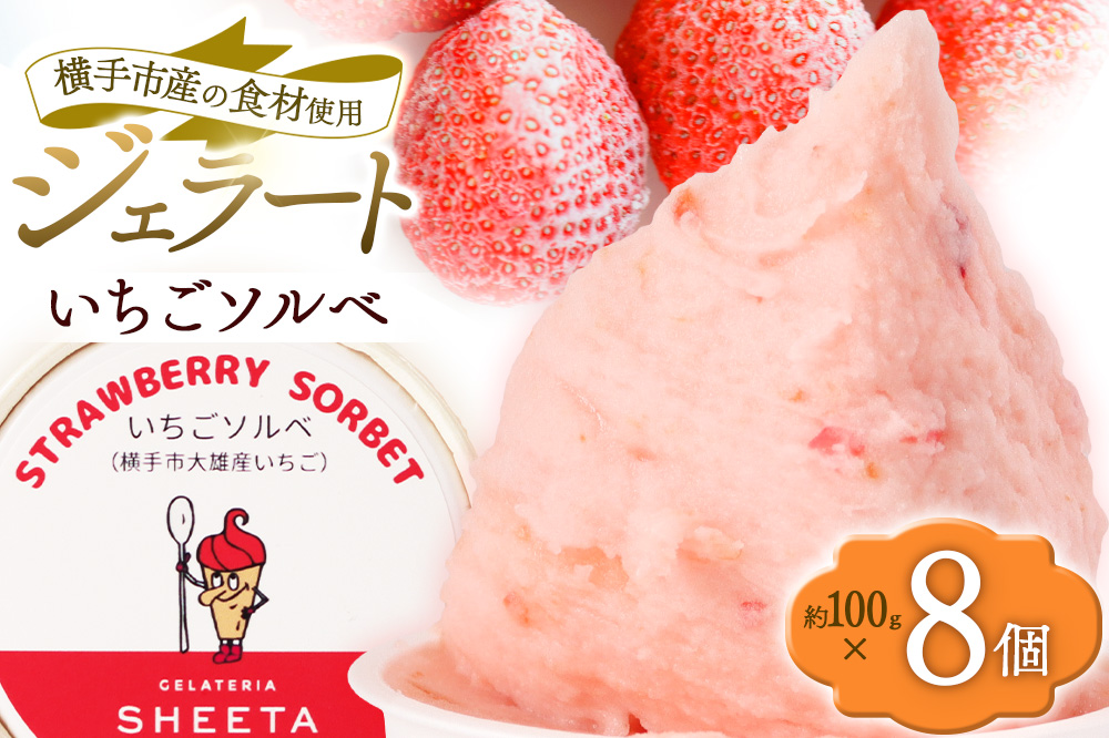 ジェラート いちごソルベ 約100g×8個