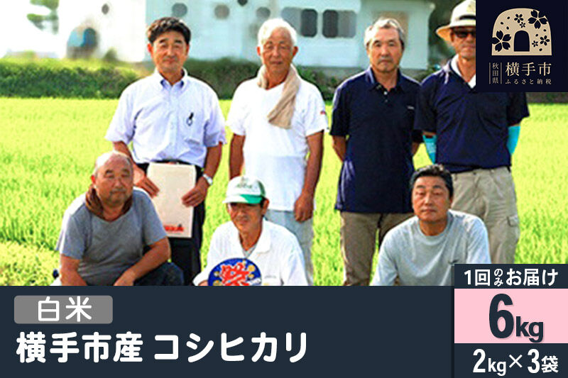 【白米】令和7年産  横手産 コシヒカリ 6kg（2kg×3袋） [秋田県産 コシヒカリ こしひかり 6キロ]