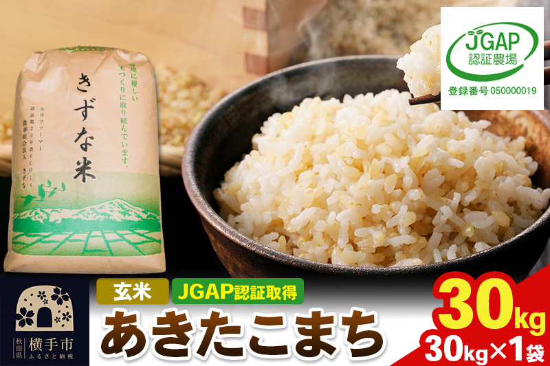 【玄米】令和7年産 秋田県産 あきたこまち 30kg(30kg×1袋) 【JGAP認証】【秋田県特別栽培農産物認証】