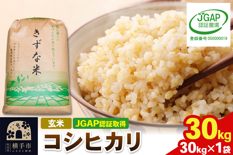 【玄米】令和7年産 秋田県産 コシヒカリ 30kg(30kg×1袋) 【JGAP認証】【秋田県特別栽培農産物認証】
