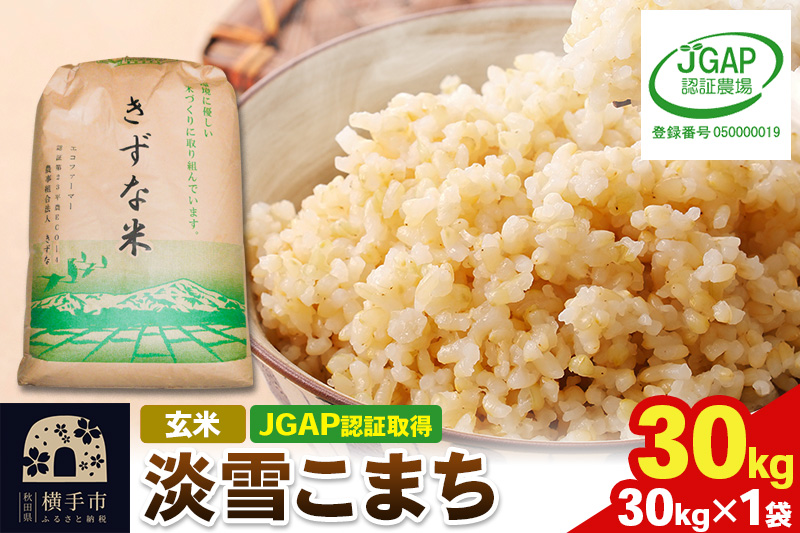 【玄米】令和7年産 秋田県産 淡雪こまち 30kg(30kg×1袋) 【JGAP認証】【秋田県特別栽培農産物認証】
