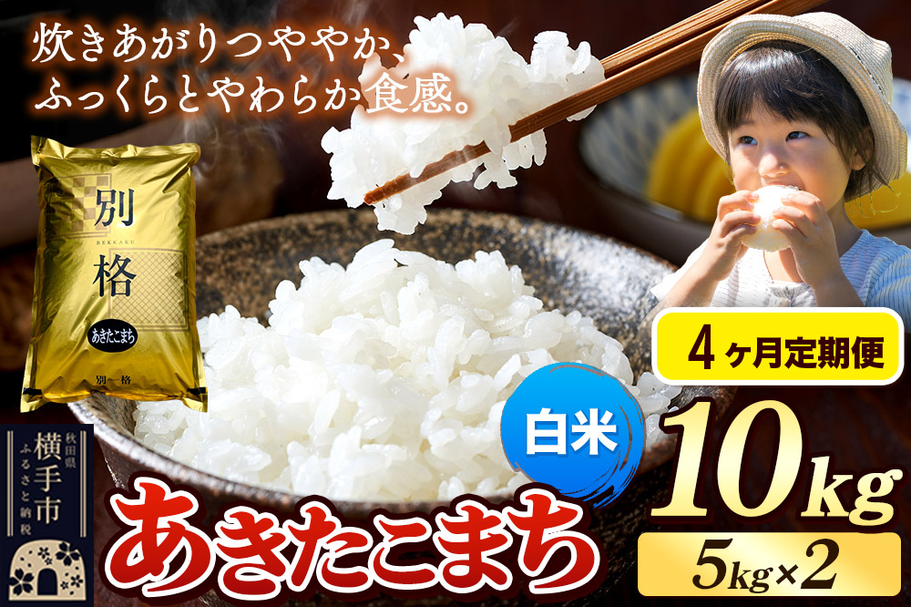 《令和7年産》《定期便4ヶ月》 米 あきたこまち 10kg（5kg×2袋） 【白米】 秋田県産