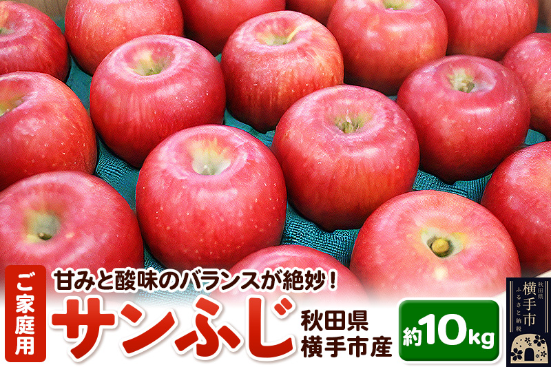 12月上旬より発送 秋田県横手産 りんご サンふじ ご家庭用 約10kg