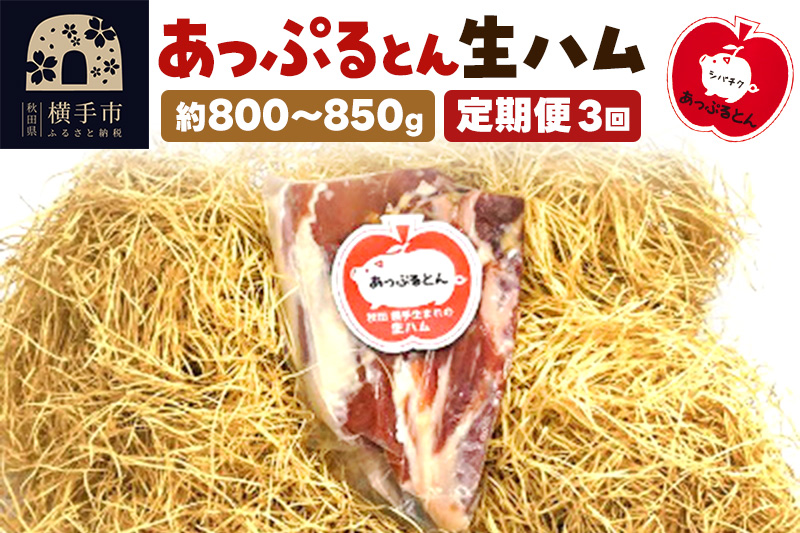 《定期便3ヶ月》秋田県横手市産 あっぷるとん 長期熟成生ハムブロック 約800～850g