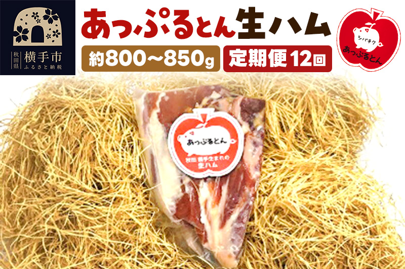 《定期便12ヶ月》秋田県横手市産 あっぷるとん 長期熟成生ハムブロック 約800～850g