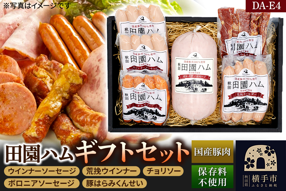 田園ハム ギフトセット【DA-E4】ウインナーソーセージ 75g×2・荒挽ウインナー 75g・チョリソー 75g・ボロニアソーセージ 400g・豚はらみくんせい 60g